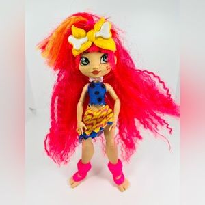 Mattel Cave Club Emberly Prehistoric Articulated Doll 8" Pink Hair + Outfit